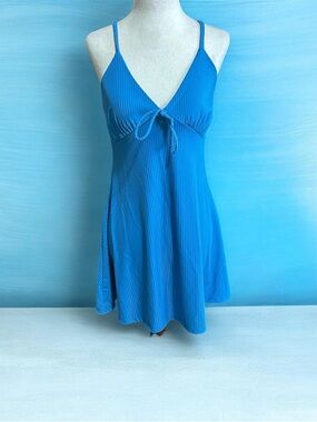 Forever 21 Bright Blue Ribbed Mini Dress Size Large